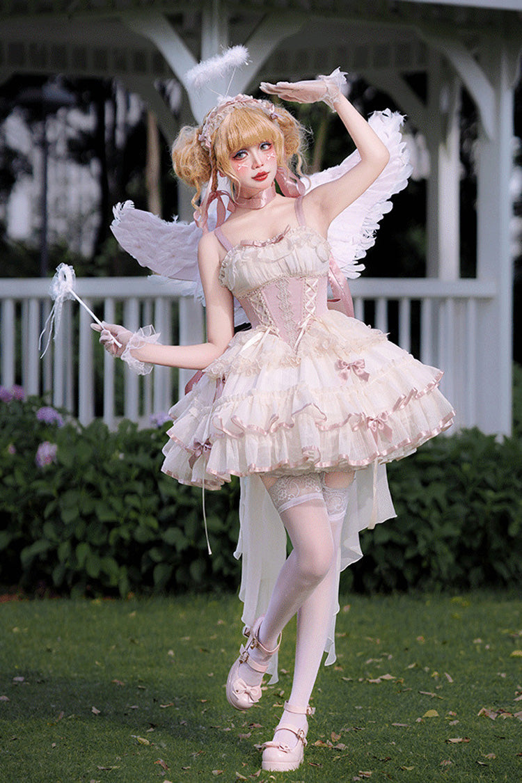 Lolita JSK Dress - Pink/ivory Dance Of Time, 2 Colors, Ballet-Inspired Style, Bow Detail - additional product view 5