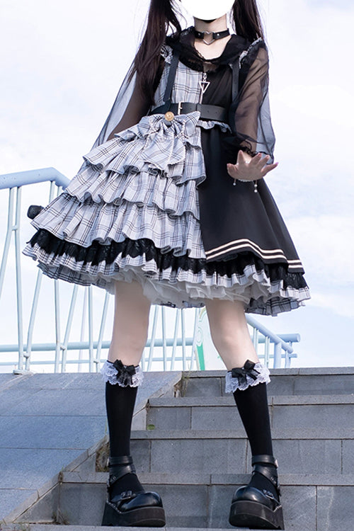 Lolita JSK Dress - Plaid Stitching Multi-layer, 2 Colors, Plaid, Sweet Style - main product image