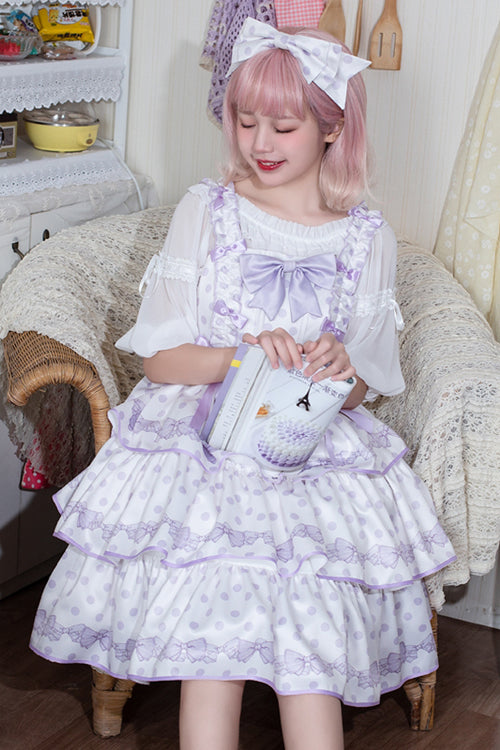 Lolita JSK Dress - Polka Dot Print, 2 Colors, High Waist, Printed, Layered - additional product view 3
