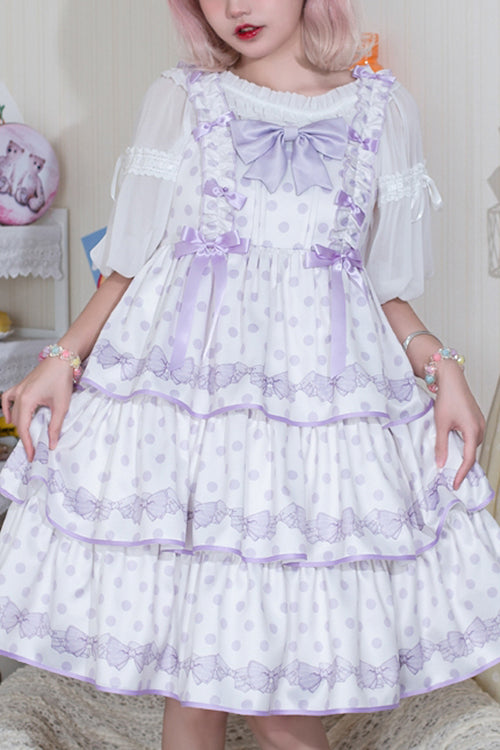 Lolita JSK Dress - Polka Dot Print, 2 Colors, High Waist, Printed, Layered - main product image