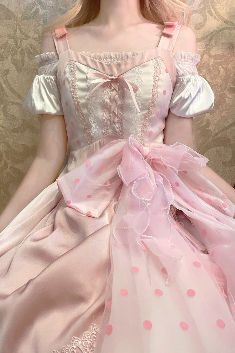 Lolita JSK Dress - Polka Waltz, Pink, Printed, Adjustable, Sweet Style - additional product view 3