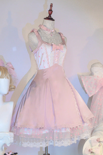 Lolita JSK Dress - Polka Waltz, Pink, Printed, Adjustable, Sweet Style - additional product view 4