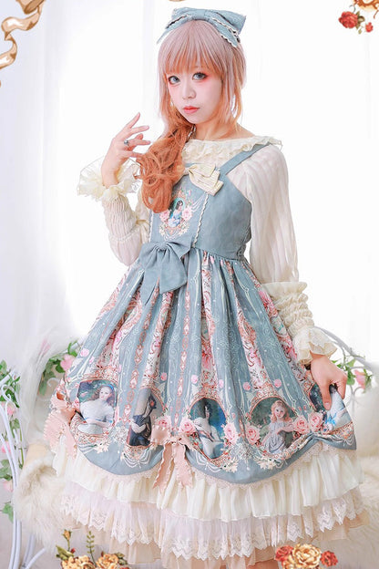 Lolita JSK Dress - Portrait Of A Little Lady, 3 Colors, Bow Detail, Lace Trim, Ruffled - additional product view 2
