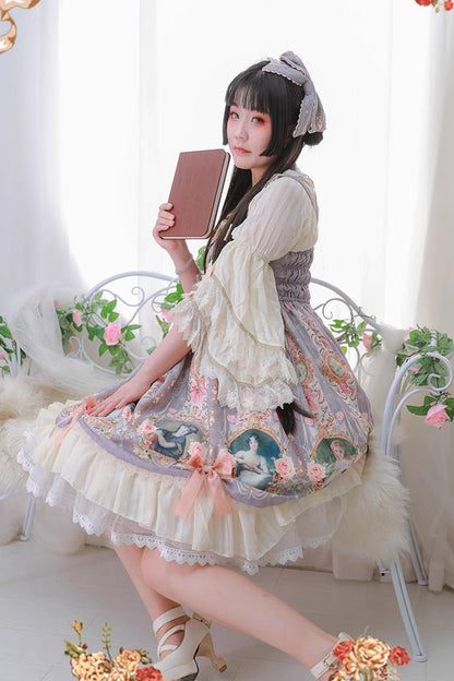 Lolita JSK Dress - Portrait Of A Little Lady, 3 Colors, Bow Detail, Lace Trim, Ruffled - additional product view 9