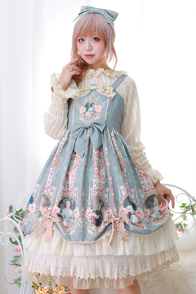 Lolita JSK Dress - Portrait Of A Little Lady, 3 Colors, Bow Detail, Lace Trim, Ruffled - main product image
