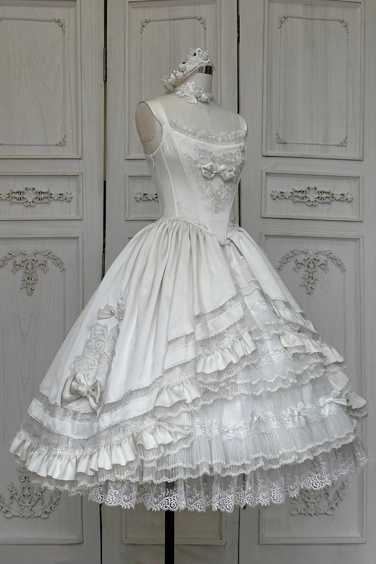 Lolita JSK Dress - Promise Of The Rose, White, Square Collar, Ruffled, Layered - additional product view 8