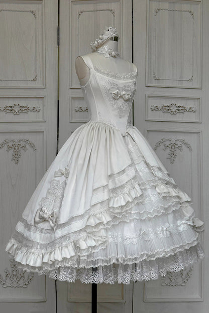 Lolita JSK Dress - Promise Of The Rose, White, Square Collar, Ruffled, Layered - additional product view 8