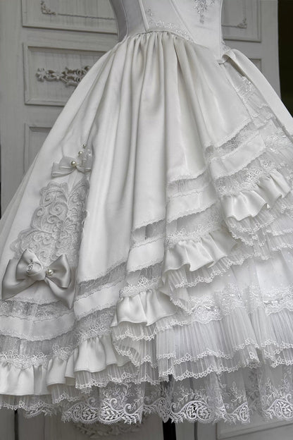Lolita JSK Dress - Promise Of The Rose, White, Square Collar, Ruffled, Layered - additional product view 9