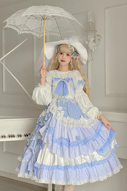 Lolita JSK Dress - Purple/white, 2 Colors, Bow Detail, Ruffled, Layered - additional product view 2