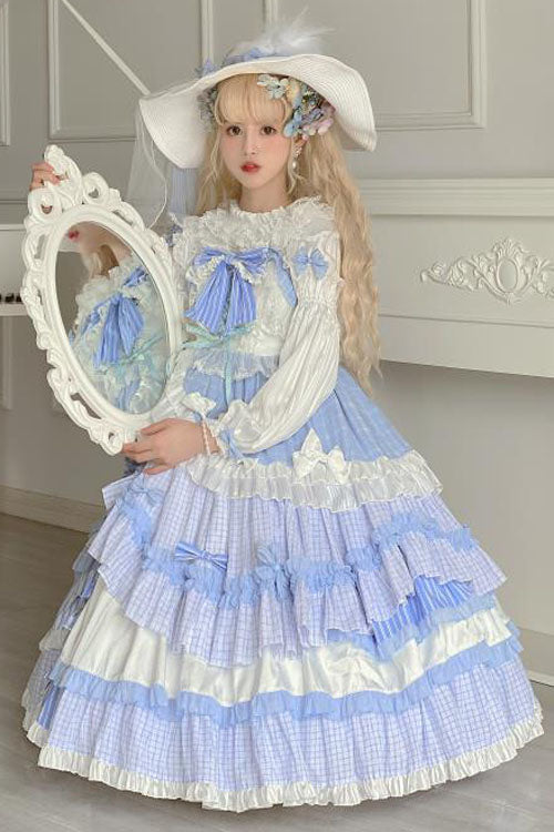 Lolita JSK Dress - Purple/white, 2 Colors, Bow Detail, Ruffled, Layered - additional product view 3