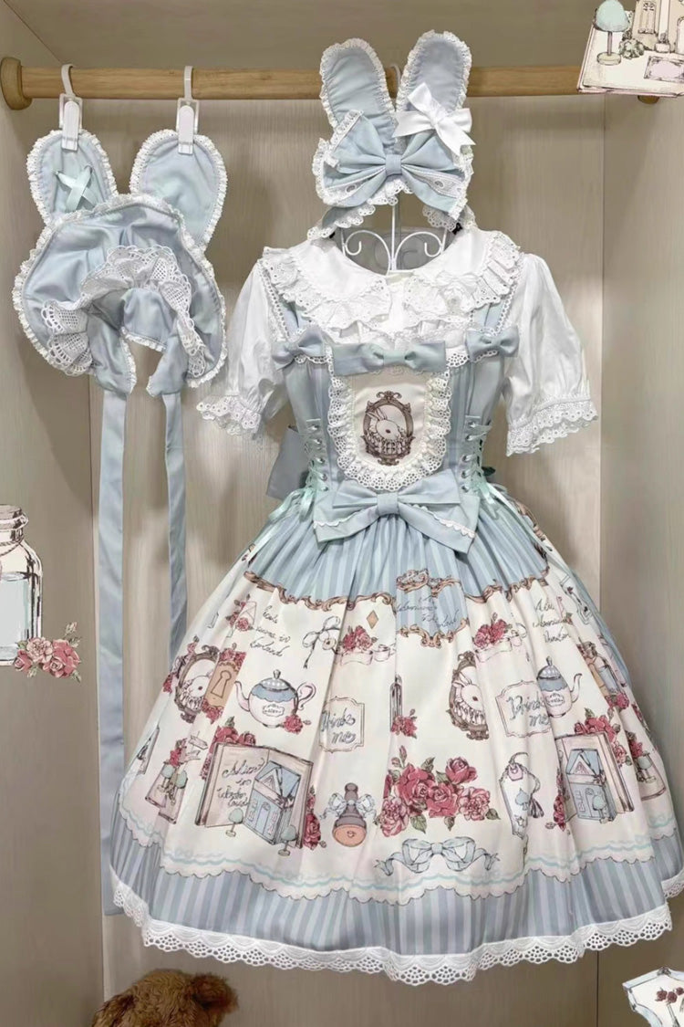 Lolita JSK Dress - Rabbit's, 3 Colors, Bow Detail, Lace Trim, Printed - additional product view 2