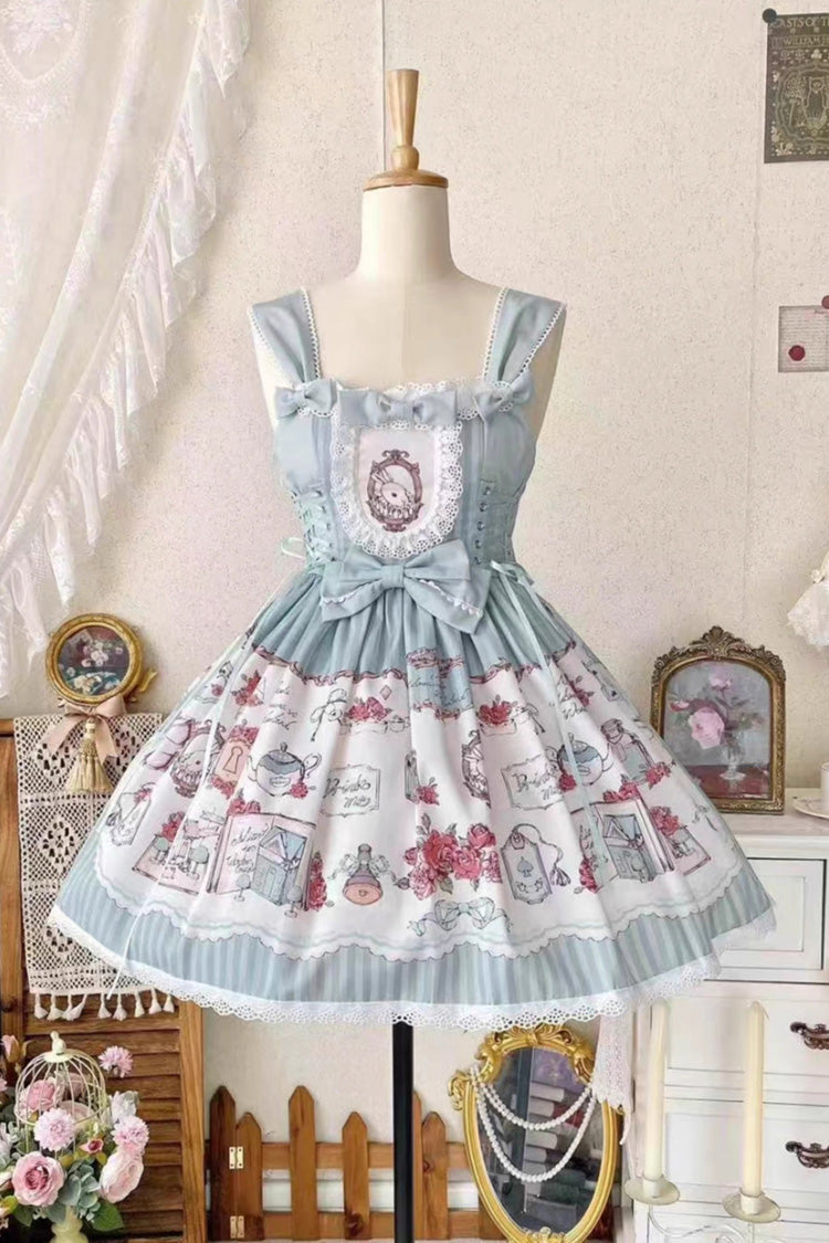 Lolita JSK Dress - Rabbit's, 3 Colors, Bow Detail, Lace Trim, Printed - additional product view 3