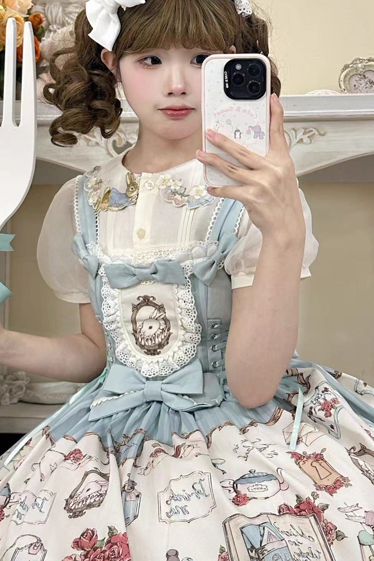 Lolita JSK Dress - Rabbit's, 3 Colors, Bow Detail, Lace Trim, Printed - additional product view 6