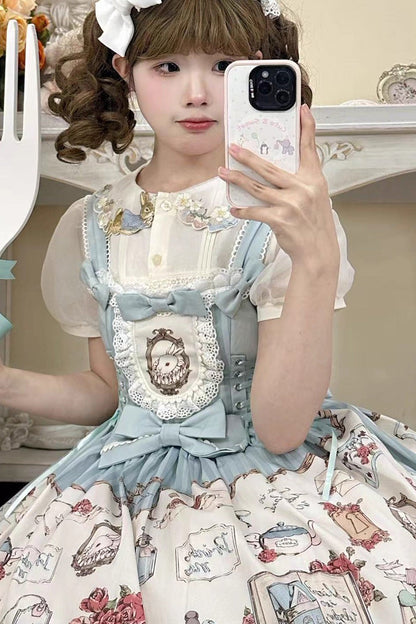 Lolita JSK Dress - Rabbit's, 3 Colors, Bow Detail, Lace Trim, Printed - additional product view 6