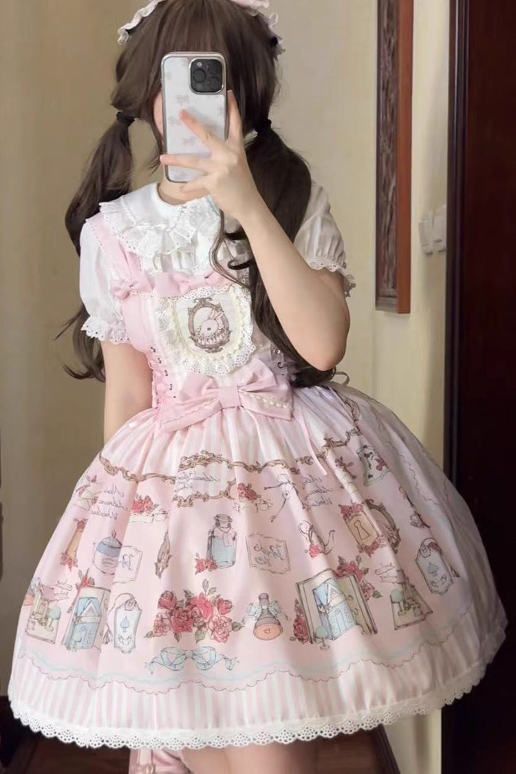 Lolita JSK Dress - Rabbit's, 3 Colors, Bow Detail, Lace Trim, Printed - additional product view 7