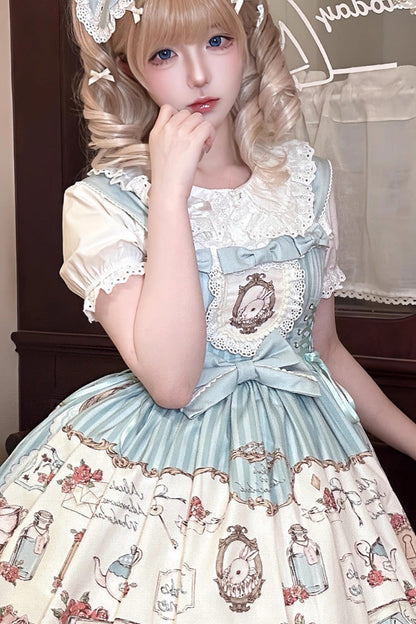 Lolita JSK Dress - Rabbit's, 3 Colors, Bow Detail, Lace Trim, Printed - additional product view 8