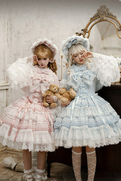 Lolita JSK Dress - Reinas, Pink, Lace Trim, Ruffled, Sweet Style - additional product view 3