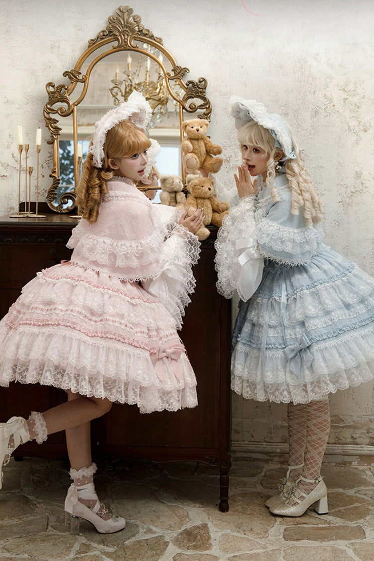 Lolita JSK Dress - Reinas, Pink, Lace Trim, Ruffled, Sweet Style - additional product view 4