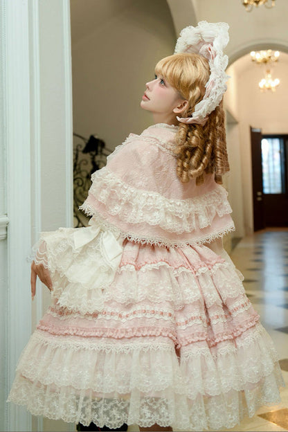 Lolita JSK Dress - Reinas, Pink, Lace Trim, Ruffled, Sweet Style - additional product view 8