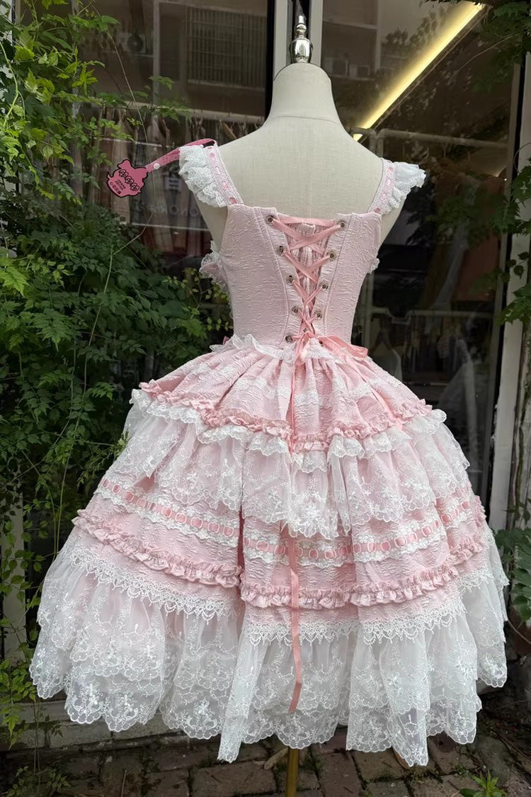 Lolita JSK Dress - Reinas, Pink, Lace Trim, Ruffled, Sweet Style - additional product view 11