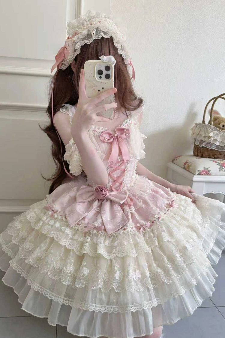 Lolita JSK Dress - Rose Canticle, Pink, Lace-Up, Sweet Style, Ballet-Inspired Style - additional product view 4