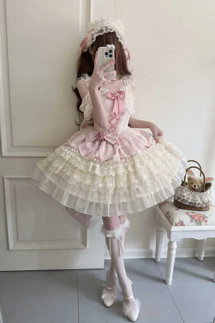 Lolita JSK Dress - Rose Canticle, Pink, Lace-Up, Sweet Style, Ballet-Inspired Style - additional product view 5