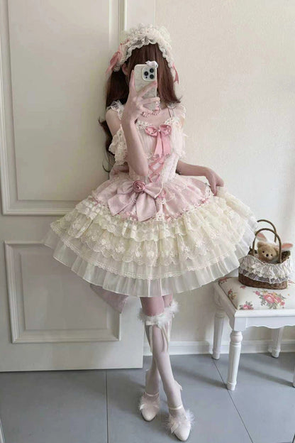 Lolita JSK Dress - Rose Canticle, Pink, Lace-Up, Sweet Style, Ballet-Inspired Style - additional product view 5