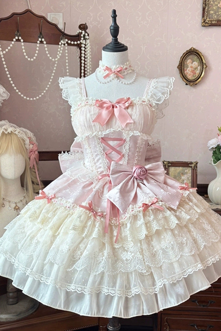 Lolita JSK Dress - Rose Canticle, Pink, Lace-Up, Sweet Style, Ballet-Inspired Style - main product image