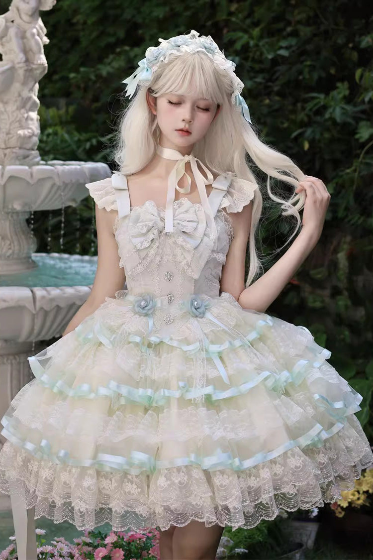 Lolita JSK Dress - Rose Feather Waltz, Green, Layered, Sweet Style, Ballet-Inspired Style - additional product view 2