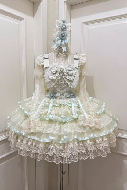Lolita JSK Dress - Rose Feather Waltz, Green, Layered, Sweet Style, Ballet-Inspired Style - additional product view 3