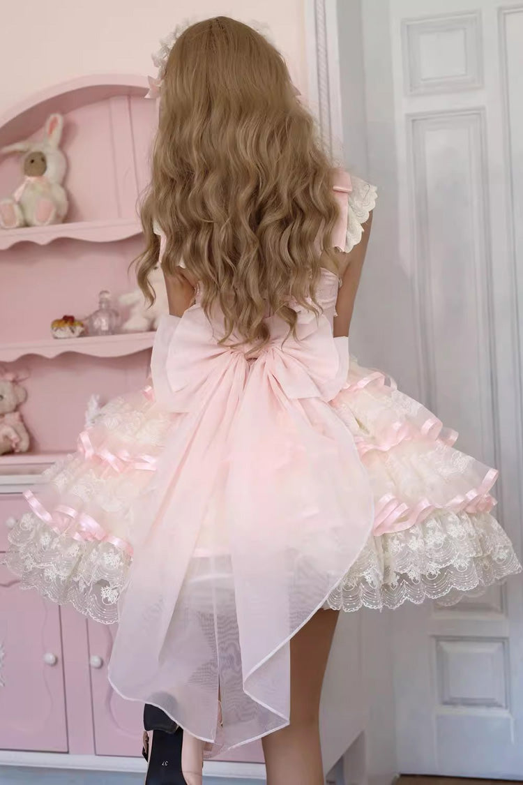 Lolita JSK Dress - Rose Feather Waltz, Pink, Ballet-Inspired Style, Bow Detail, Lace Trim - additional product view 4