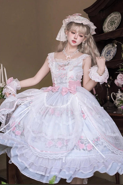 Lolita JSK Dress - Rose Flower Cage, Multi-Color, Detachable Detail, Sweet Style - additional product view 2