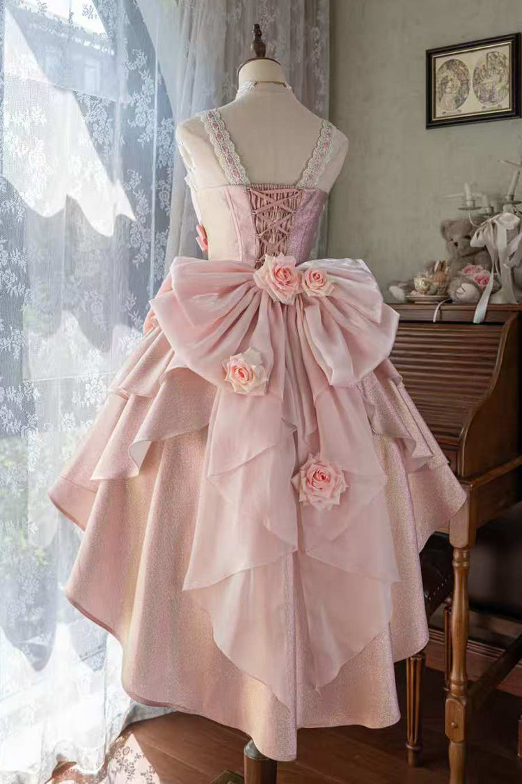 Lolita JSK Dress - Rose Heart Knot, Pink, Bow Detail, Ruffled, Sweet Style - additional product view 2