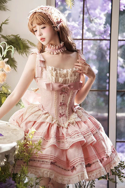 Lolita JSK Dress - Rose Theatre, Pink, Lace Trim, Ruffled, Layered - additional product view 2