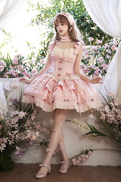 Lolita JSK Dress - Rose Theatre, Pink, Lace Trim, Ruffled, Layered - additional product view 4