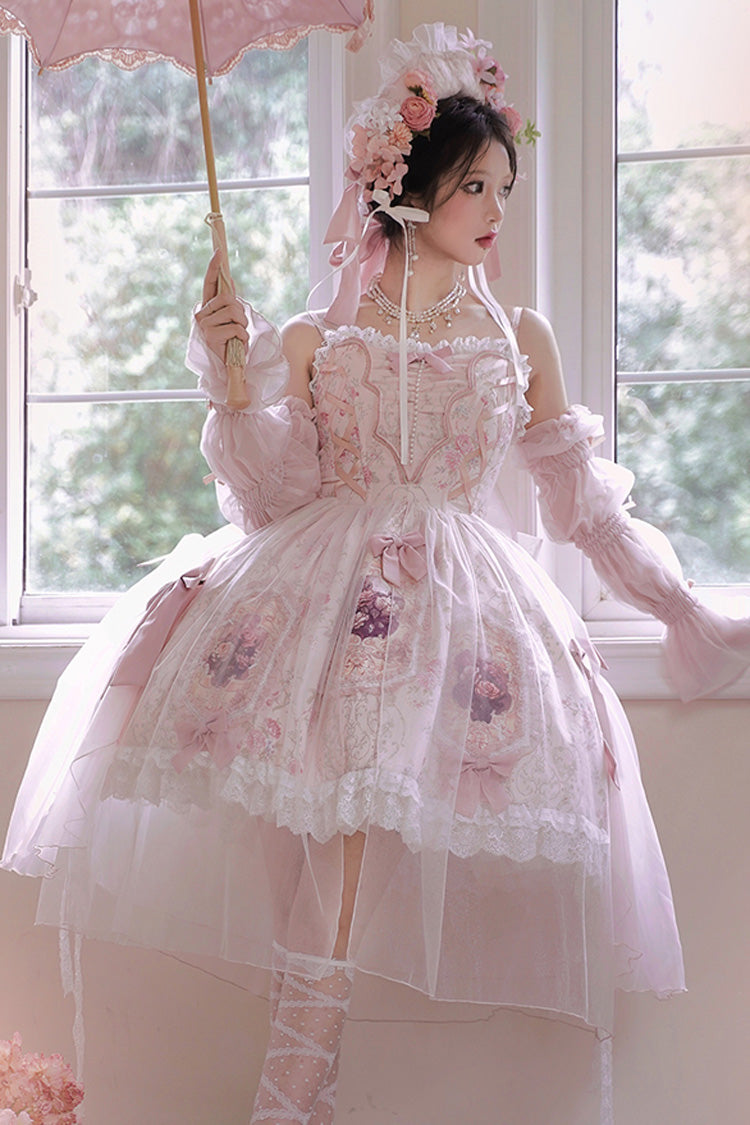 Lolita JSK Dress - Rose Window, Pink, Ruffled, Printed, Sweet Style - additional product view 2