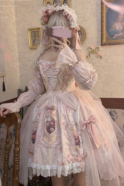 Lolita JSK Dress - Rose Window, Pink, Ruffled, Printed, Sweet Style - additional product view 5