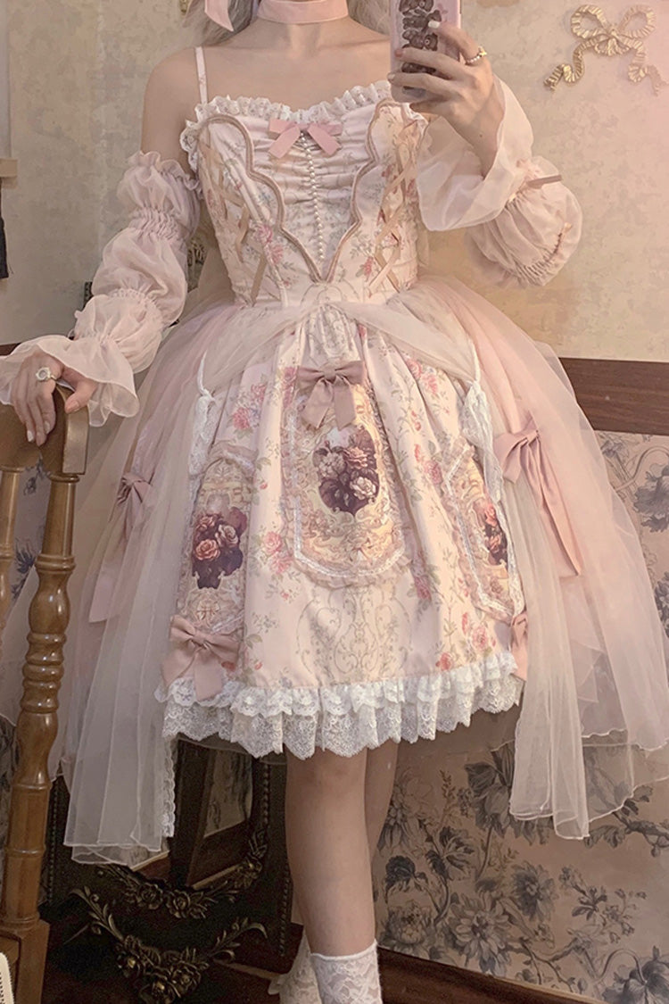 Lolita JSK Dress - Rose Window, Pink, Ruffled, Printed, Sweet Style - additional product view 6
