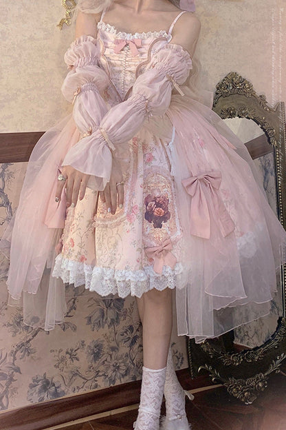 Lolita JSK Dress - Rose Window, Pink, Ruffled, Printed, Sweet Style - additional product view 7