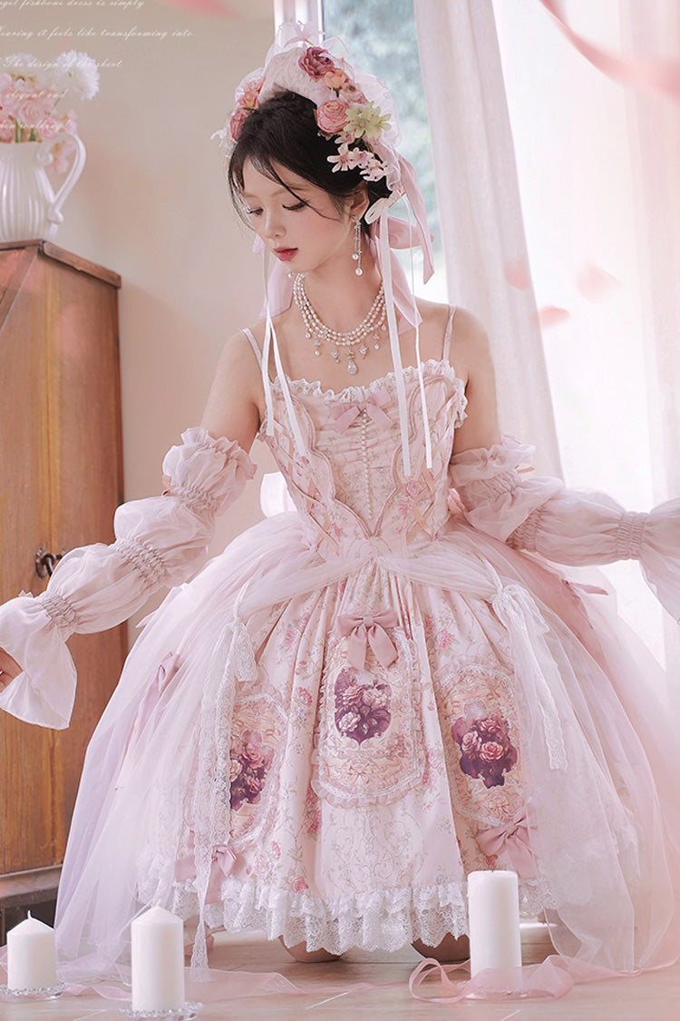 Lolita JSK Dress - Rose Window, Pink, Ruffled, Printed, Sweet Style - additional product view 9
