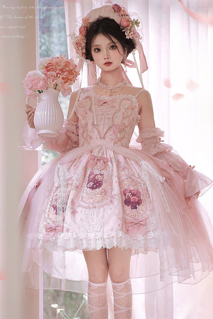Lolita JSK Dress - Rose Window, Pink, Ruffled, Printed, Sweet Style - additional product view 10