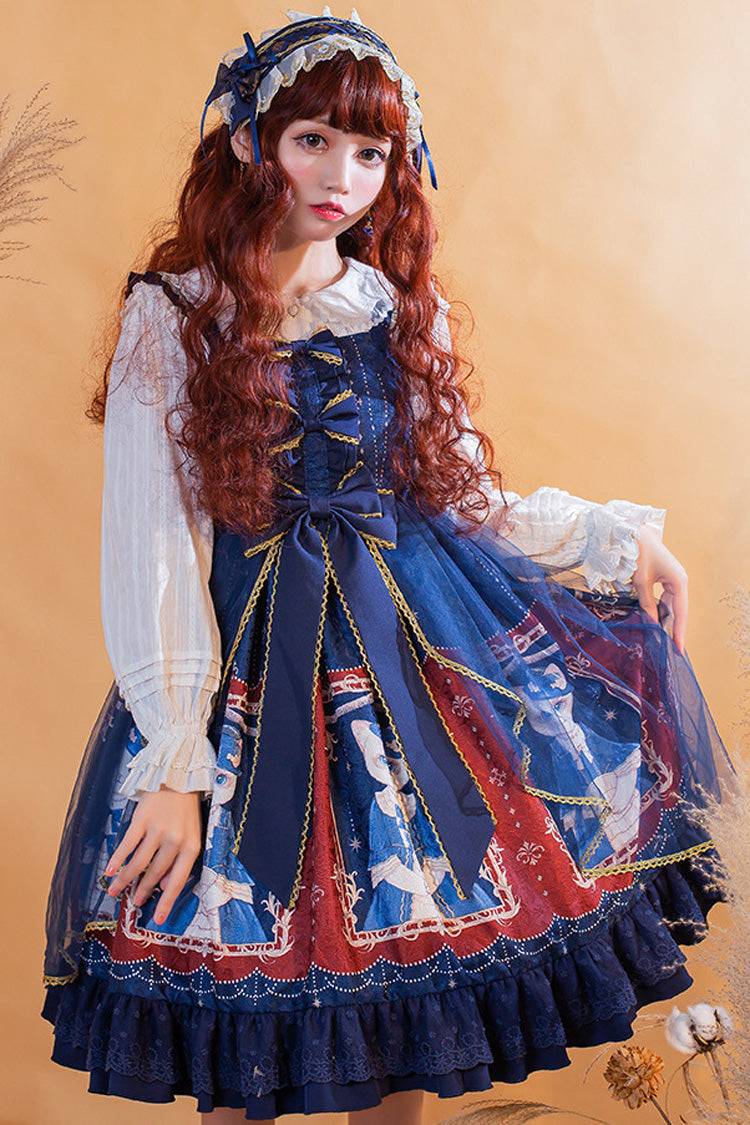 Lolita JSK Dress - Royal Court, 2 Colors, Lace Trim, Printed, Sweet Style - additional product view 2