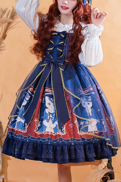 Lolita JSK Dress - Royal Court, 2 Colors, Lace Trim, Printed, Sweet Style - main product image