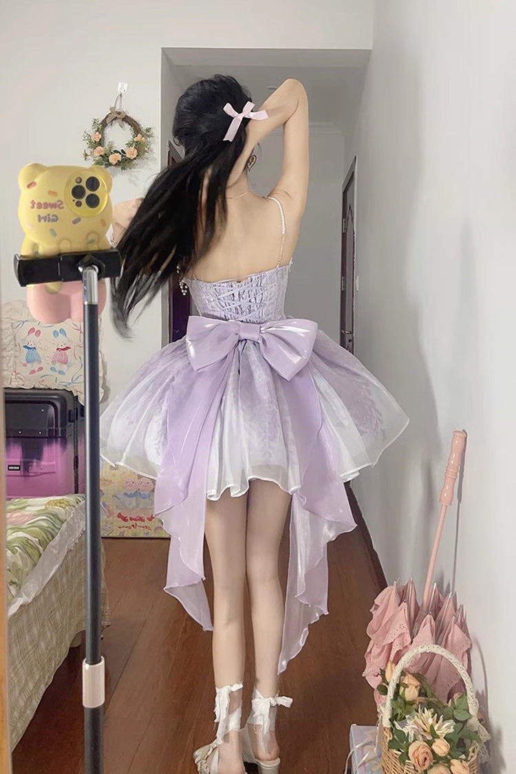 Lolita JSK Dress - Ruffle Bowknot Princess Fish, Purple, Ruffled, Sweet Style, Bow Detail - additional product view 6