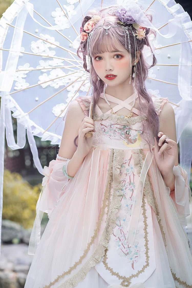 Lolita JSK Dress - Ruffle Embroidery Chinese Style, Pink, Embroidered, Sweet Style - additional product view 2