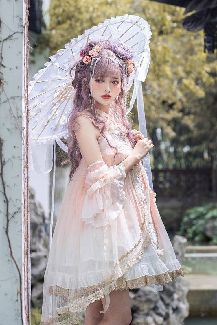Lolita JSK Dress - Ruffle Embroidery Chinese Style, Pink, Embroidered, Sweet Style - additional product view 3