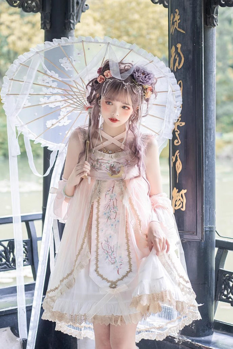 Lolita JSK Dress - Ruffle Embroidery Chinese Style, Pink, Embroidered, Sweet Style - additional product view 4