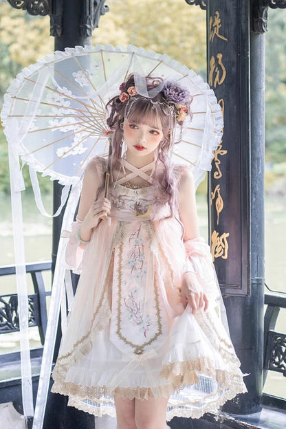 Lolita JSK Dress - Ruffle Embroidery Chinese Style, Pink, Embroidered, Sweet Style - additional product view 4