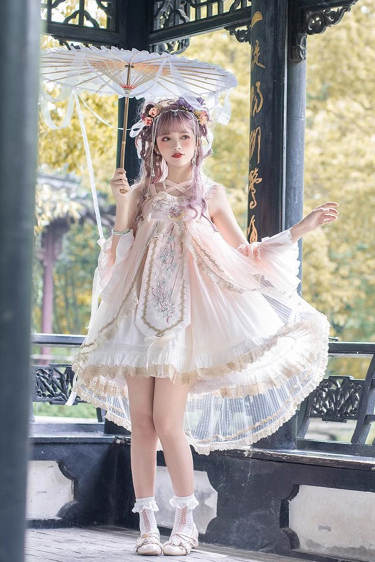 Lolita JSK Dress - Ruffle Embroidery Chinese Style, Pink, Embroidered, Sweet Style - additional product view 5