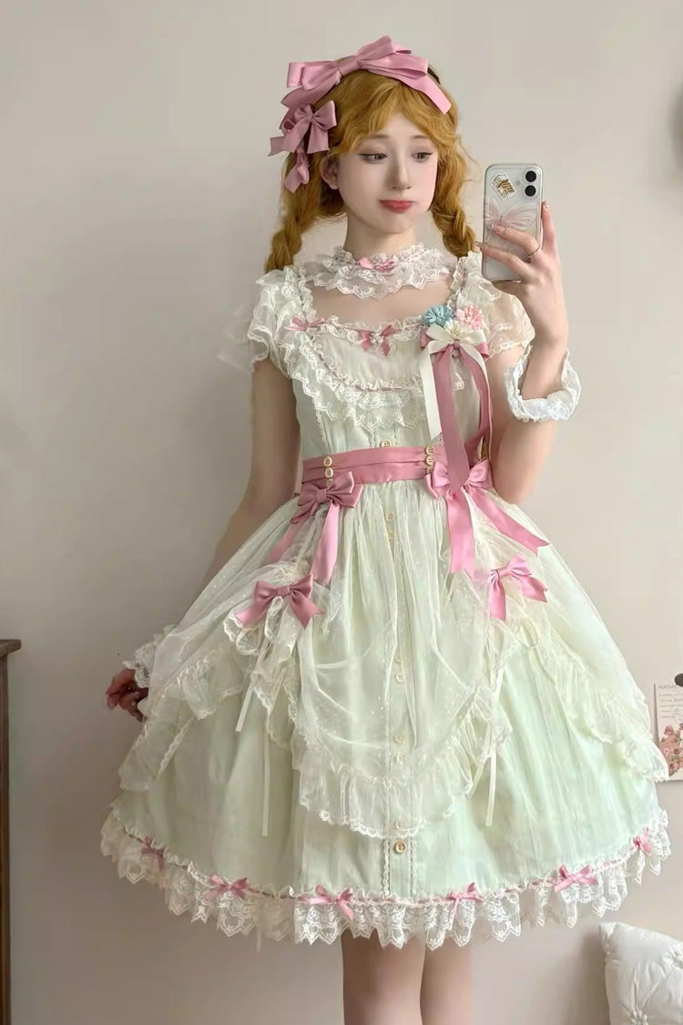 Lolita JSK Dress - Sakura’s Spring Resonance, Green, Short Version, Short Length - additional product view 2